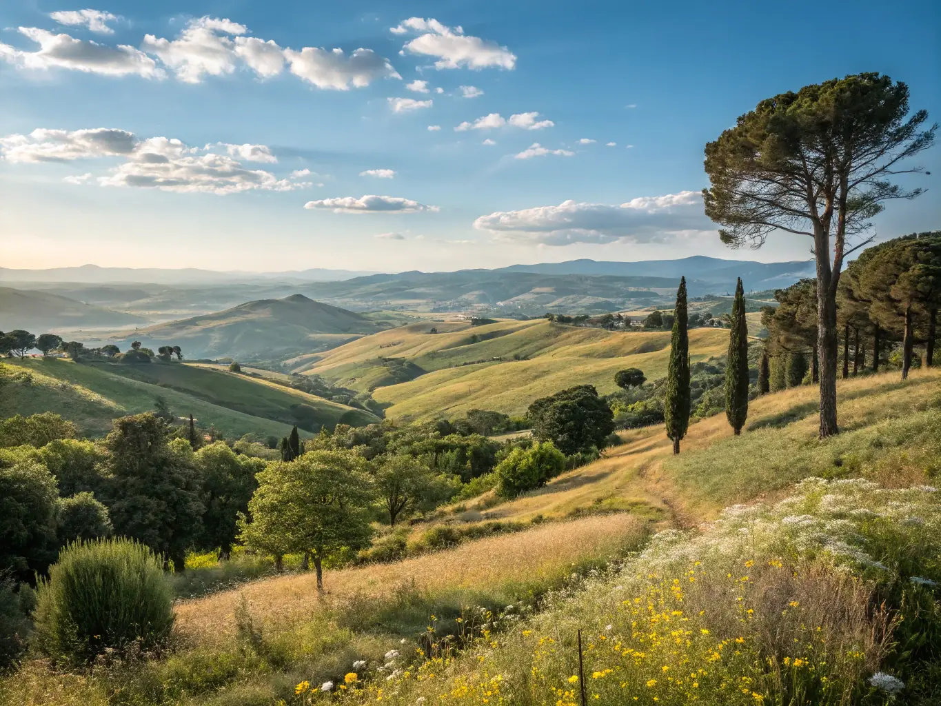 A scenic view of a protected natural area with diverse plant and animal life, showcasing the biodiversity that NATURE ET RANDONNEE DE PRESSIGNAC is committed to preserving.
